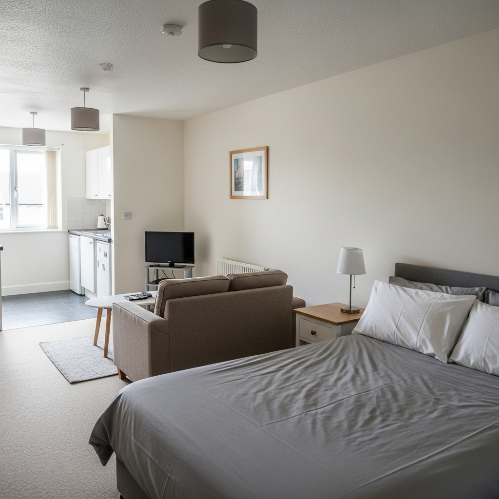 Bright Double bed room with Parking